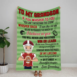Always Proud Of You Personalized American Football Blanket Gift For Grandson - Blanket - GoDuckee
