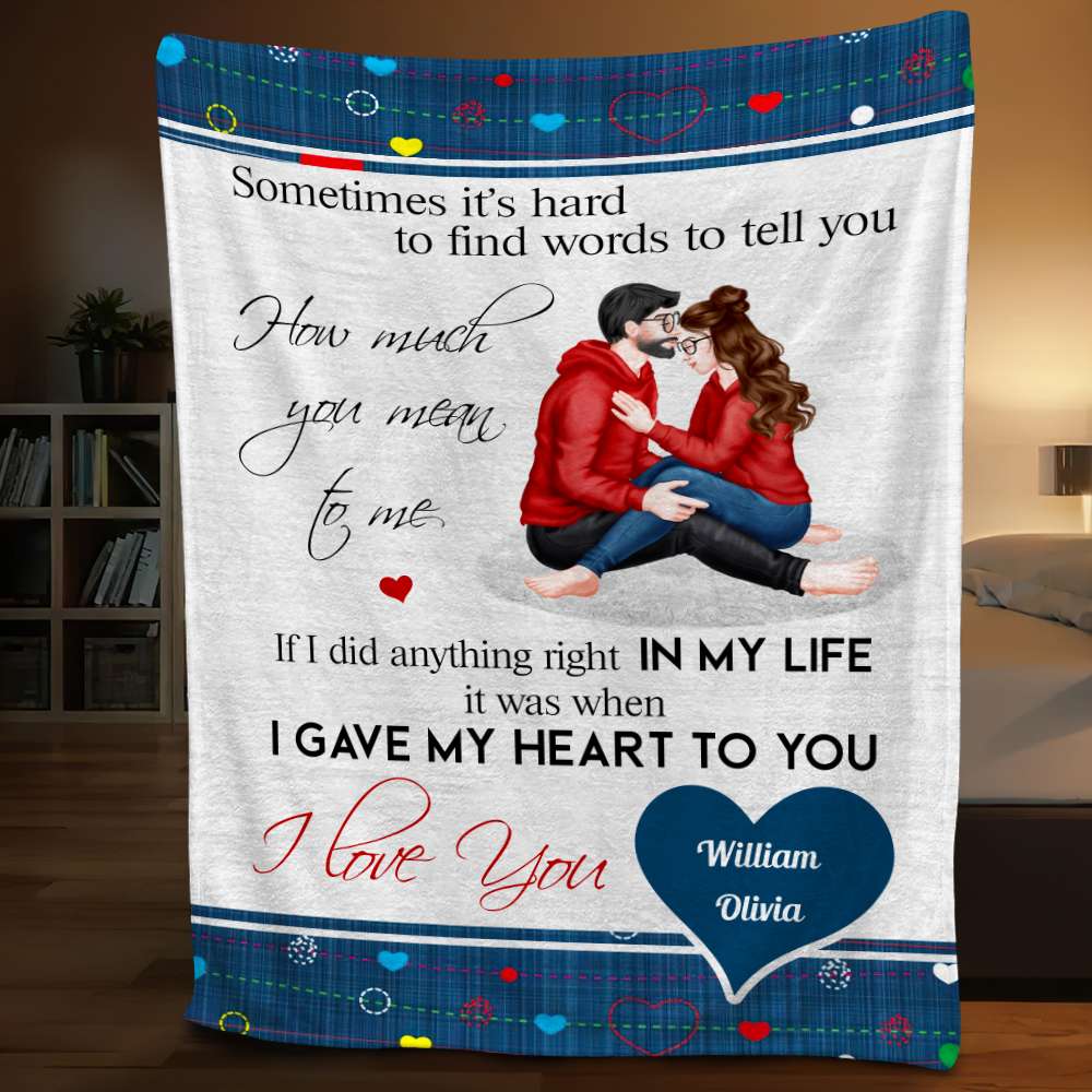 I Gave My Heart To You, Personalized Blanket, Sweet Couple Gifts - Blanket - GoDuckee