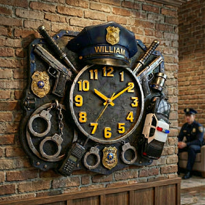 Police Hanging Wall Clock - Personalized Gifts For Police Officer 03tglu291225-Homacus