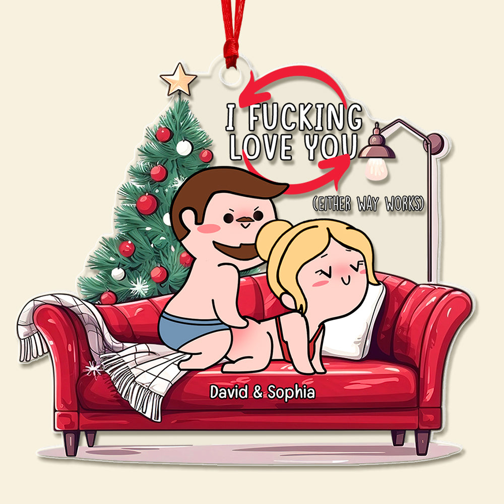 Personalized Gifts for Couple, Naughty Couple On Sofa Acrylic Ornament 02TOQN060824HH - Ornament - GoDuckee