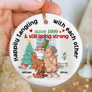 Happily Tangling With Each Other And Still Going Strong, Personalized Ornament For Old Couples, Couple Gift - Ornament - GoDuckee
