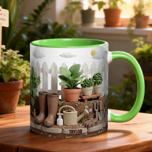 Gardening Scene Accent Mug – Personalized Gifts For Garden Lovers 03kilu080126 - Coffee Mug - GoDuckee