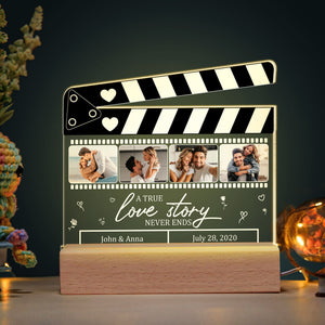 Couple, A True Love Story Never Ends, Personalized 3D Led Light, Valentine Gift, Couple Gift - Led Night Light - GoDuckee