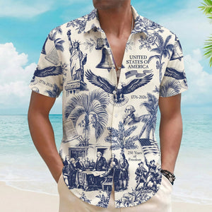 Proud American Anniversary Hawaiian Shirt, Personalized Gift For Patriot 02qhtn250226 - Hawaiian Shirts - GoDuckee