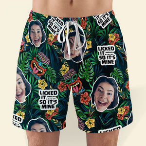 Couple Licked It So It's Mine Personalized Couple Beach Shorts - Beach Shorts - GoDuckee