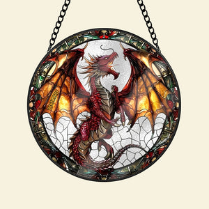 Personalized Halloween Gifts Dragon Stained Glass 01acqn230824 - Ornament - GoDuckee