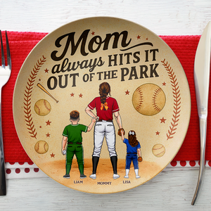 Baseball Mom Ceramic Round Plate - Personalized Gift For Mom 04TGPU140425PA - Ceramic Round Plate - GoDuckee