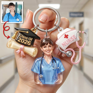 Proud Nurse Graduate Tag Keychain - Personalized Custom Photo Gift For Nurses 01NATN090526 - Keychains - GoDuckee