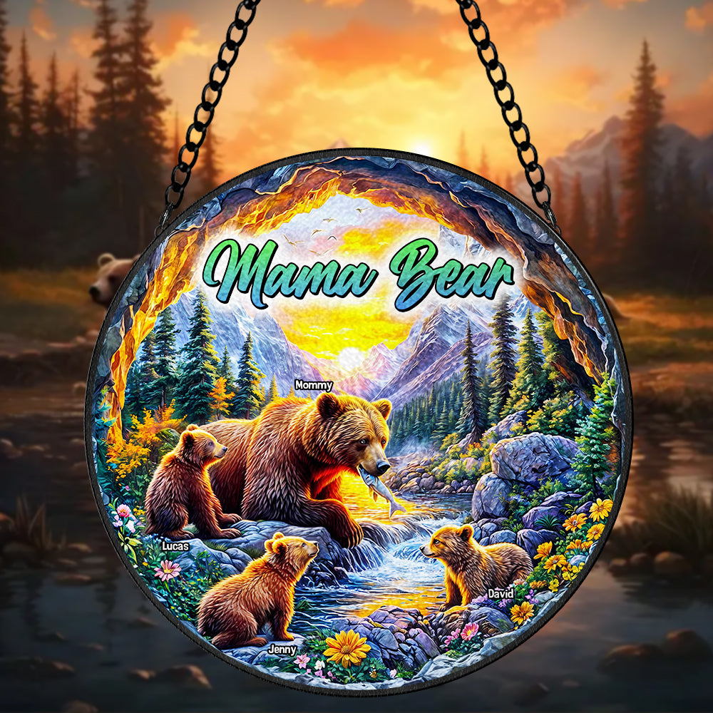 Personalized Gifts For Mom Stained Glass 05hutn280325 Mama Bear - Ornament - GoDuckee