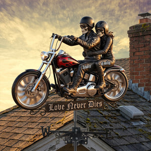 Skeleton Biker Weather Vane - Personalized Gifts For Couple 01nadh280526 - Metal Signs - GoDuckee