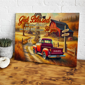 Personalized Gifts For Couple Canvas Print 02qhtn121224 God Blessed The Broken Road That Led Me Straight To You - Poster & Canvas - GoDuckee