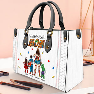 World's Best Mom-Personalized Leather Bag- Gift For Mom- Mom Leather Bag- GZ-F73-02naqn230323tm - Leather Bag - GoDuckee