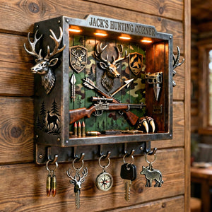 Deer Hunting Wood Key Hanger – Personalized Gifts For Hunters 02tgmg231225 - Wood Sign - GoDuckee