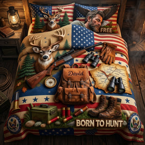Proud American Hunter Quilt Bedding Set - Personalized Gifts For Hunters 04tyta260326 - Bedding Set - GoDuckee