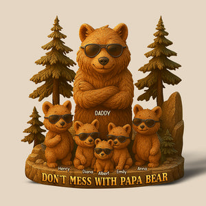 Papa Bear Acrylic Keychain - Personalized Gifts For Father 03TOQN260425 - Shaped Plaques - GoDuckee