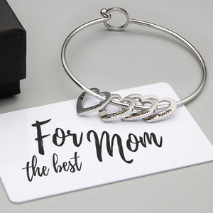 Personalized Gifts For Mom Bangles Heart Charms Engraved Names dr01-190124 - Bracelets - GoDuckee