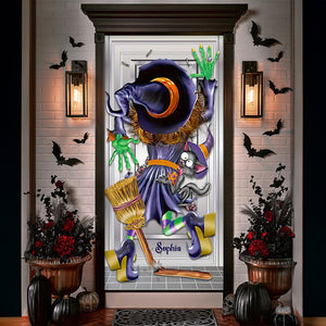 Personalized Gifts For Witch Lovers, Witch Crash Scene Halloween Door Cover 07ACDT090924 - Door Covers - GoDuckee