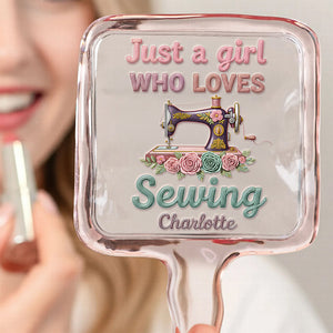 Sewing Girl Handheld Mirror - Personalized Gifts For Sewing Lovers 09pgdt161225 - Mirror - GoDuckee