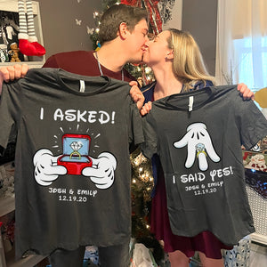 I Asked - I Said Yes, Couple Gift, Personalized Couple Shirt, Proposed Couple Shirt Set 06ACQN281223 - Shirts - GoDuckee