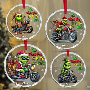 Personalized Gifts For Motorcycle Lovers, Christmas Crystal Glass Ornament 04XQPU200924 - Ornament - GoDuckee