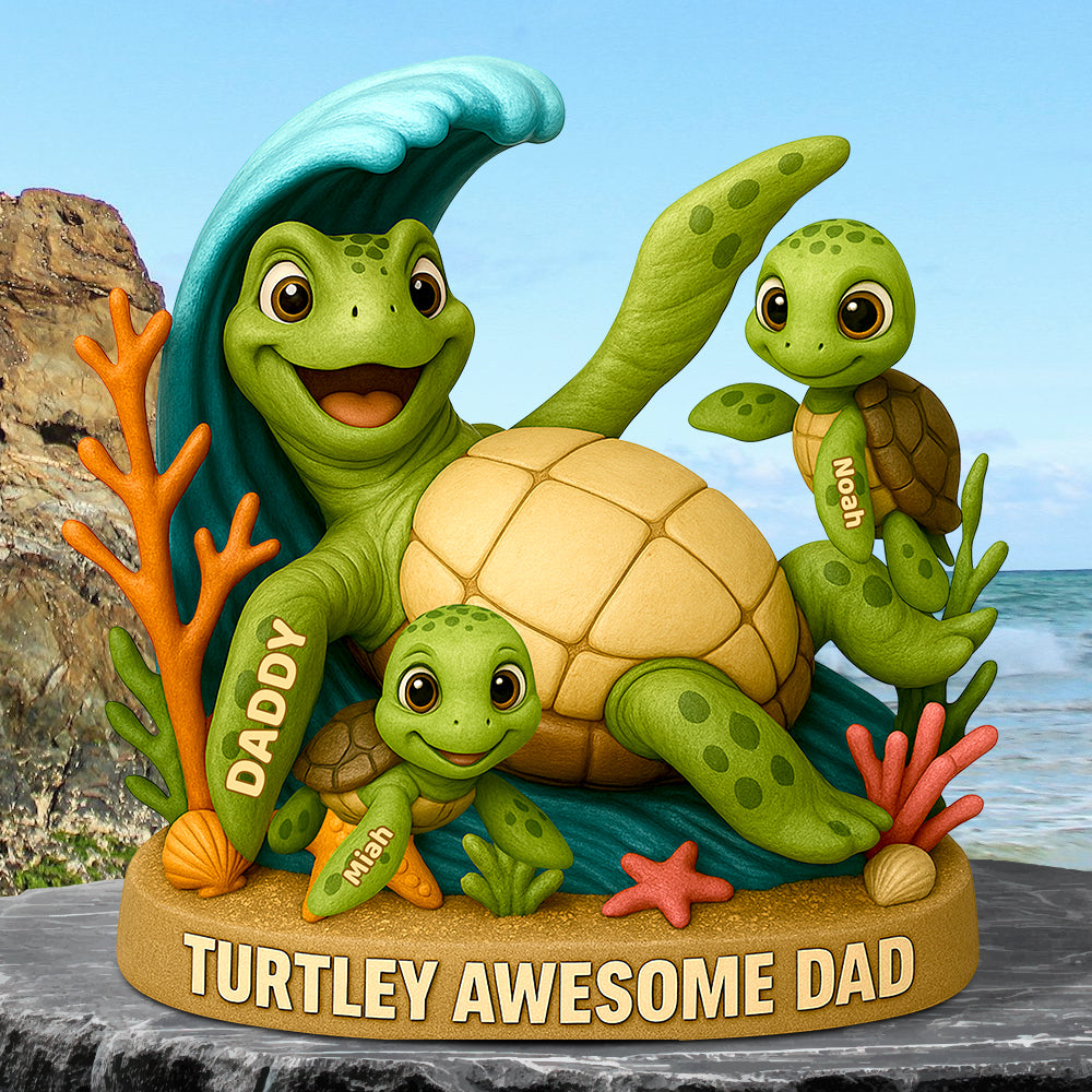 Turtle Awesome Dad Acrylic Plaque Gifts For Dad 01NADT120525 - Shaped Plaques - GoDuckee