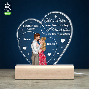 Kissing You Is My Favorite Hobby-Personalized Led Light- Gift For Couples- Couple Led Light - Led Night Light - GoDuckee