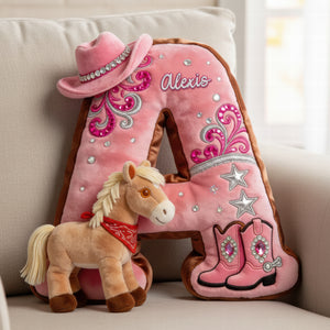 Cowgirl Alphabet Initial Letter Pillow - Personalized Gifts For Horse Lovers 03naqn111225 - Pillow - GoDuckee