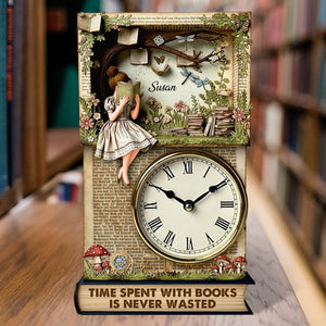Reading Time Desk Lock Plaque Personalized Gifts For Books Loving Girl 01qhdt020625 - Clock Plaques - GoDuckee