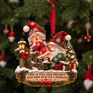 Playful Gnome Couple Ornament - Personalized Christmas Gifts For Couples 02NALU260926