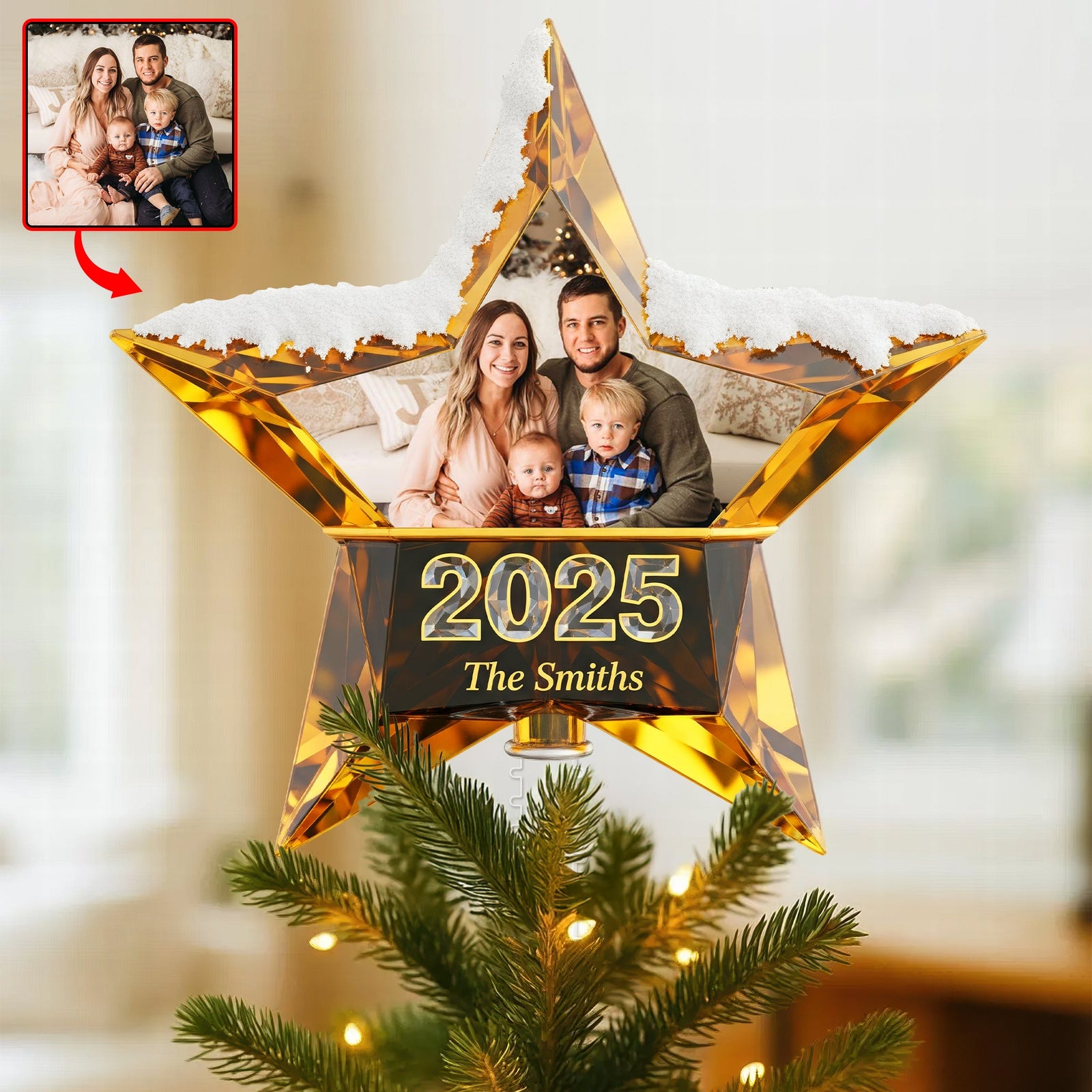 Funny Holiday Christmas Tree Topper - Custom Photo Gifts For Family 04pgqn191125 - Ornament - GoDuckee