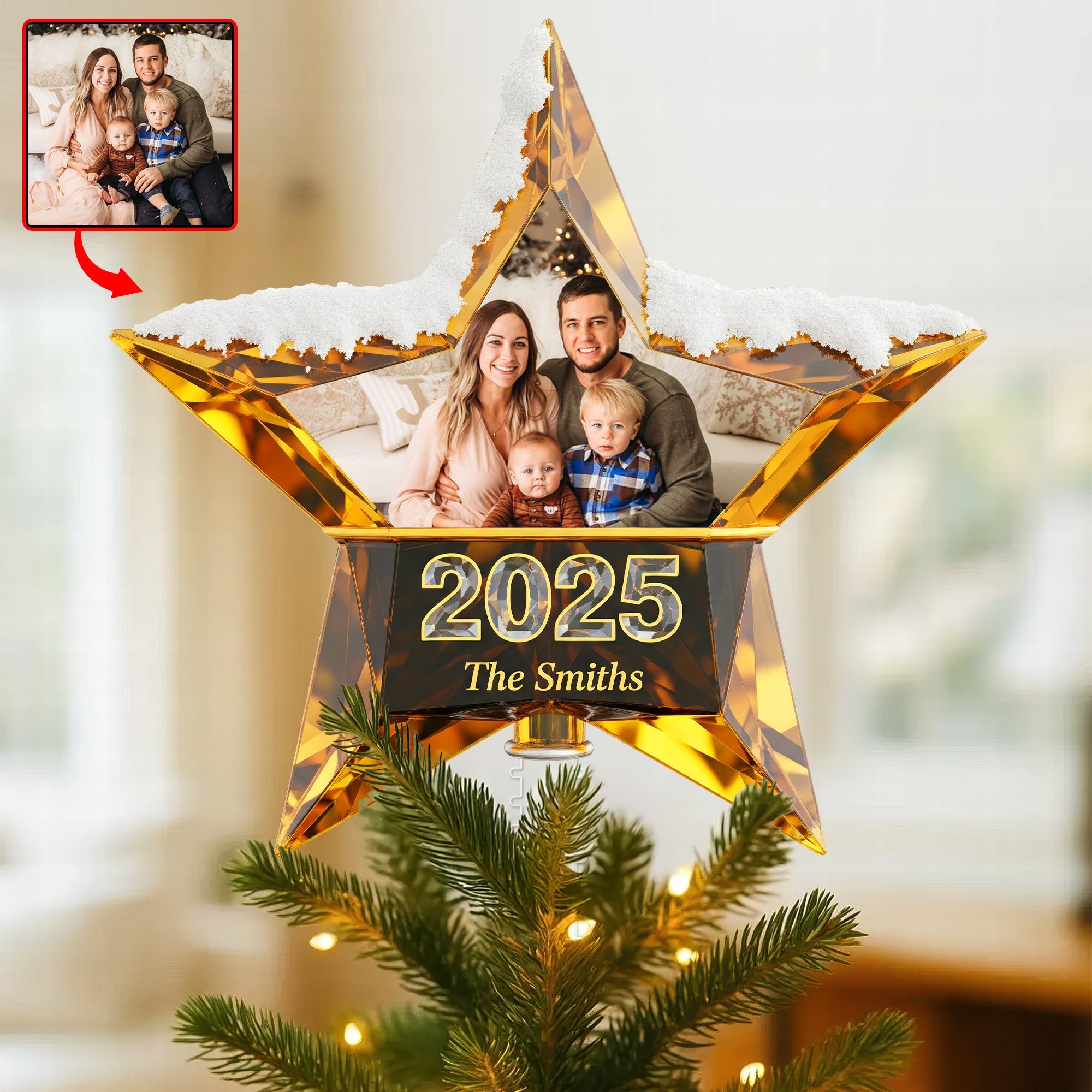 Funny Holiday Christmas Tree Topper - Custom Photo Gifts For Family 04pgqn191125 - Ornament - GoDuckee