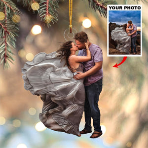 Custom Photo Gifts For Couple, Upload Kissing Couple Photo Christmas Ornament 52pgxx290824 - Ornament - GoDuckee