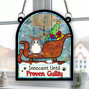 Personalized Gifts For Cat Lover Suncatcher Ornament 041hutn190724 Naughty Cat Christmas - Ornament - GoDuckee