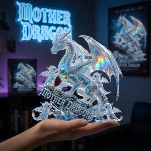 Magnificent Ice Dragon Mom Acrylic Plaque - Personalized Gifts For Mom 02QHDT200426 - Shaped Plaques - GoDuckee