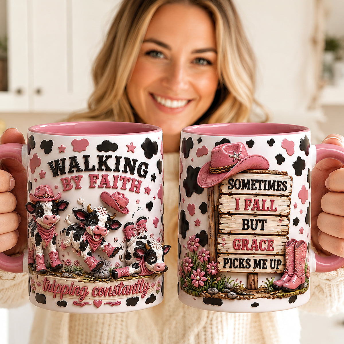 Walking By Faith Calf Coffee Mug - Personalized Gifts For Christian 06PADT250726 - Coffee Mug - GoDuckee