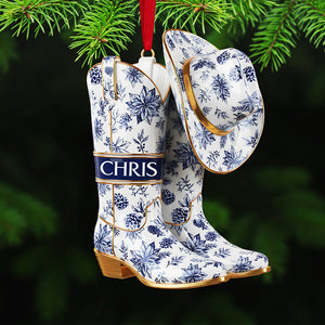 Personalized Gifts For Christmas, Cowboy Cowgirl Toile de Jouy Custom Shape Acrylic Ornament 01pgta011025 - Ornament - GoDuckee