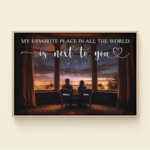 Personalized Gifts For Couple Light Frame Picture My Favorite Place In All The World Is Next To You 01QHDT111223 - Canvas Print - GoDuckee