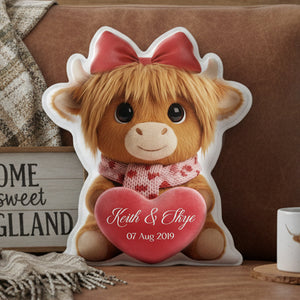Highland Cow Valentine Custom Shaped Pillow - Personalized Gifts For Couple 03hyta161225 - Pillow - GoDuckee