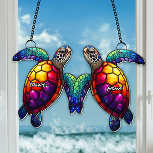 Ocean Soulmates Turtle Suncatcher Ornament - Personalized Gifts For Couple 05TOLU080725 - Ornament - GoDuckee