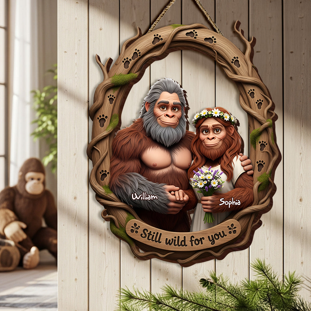 Bigfoot Couple Wood Sign - Personalized Gifts For Couple 03OHLU310525 - Wood Sign - GoDuckee