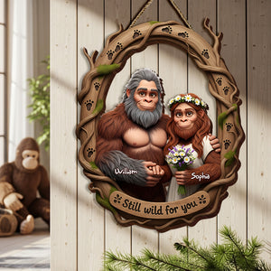 Bigfoot Couple Wood Sign - Personalized Gifts For Couple 03OHLU310525 - Wood Sign - GoDuckee