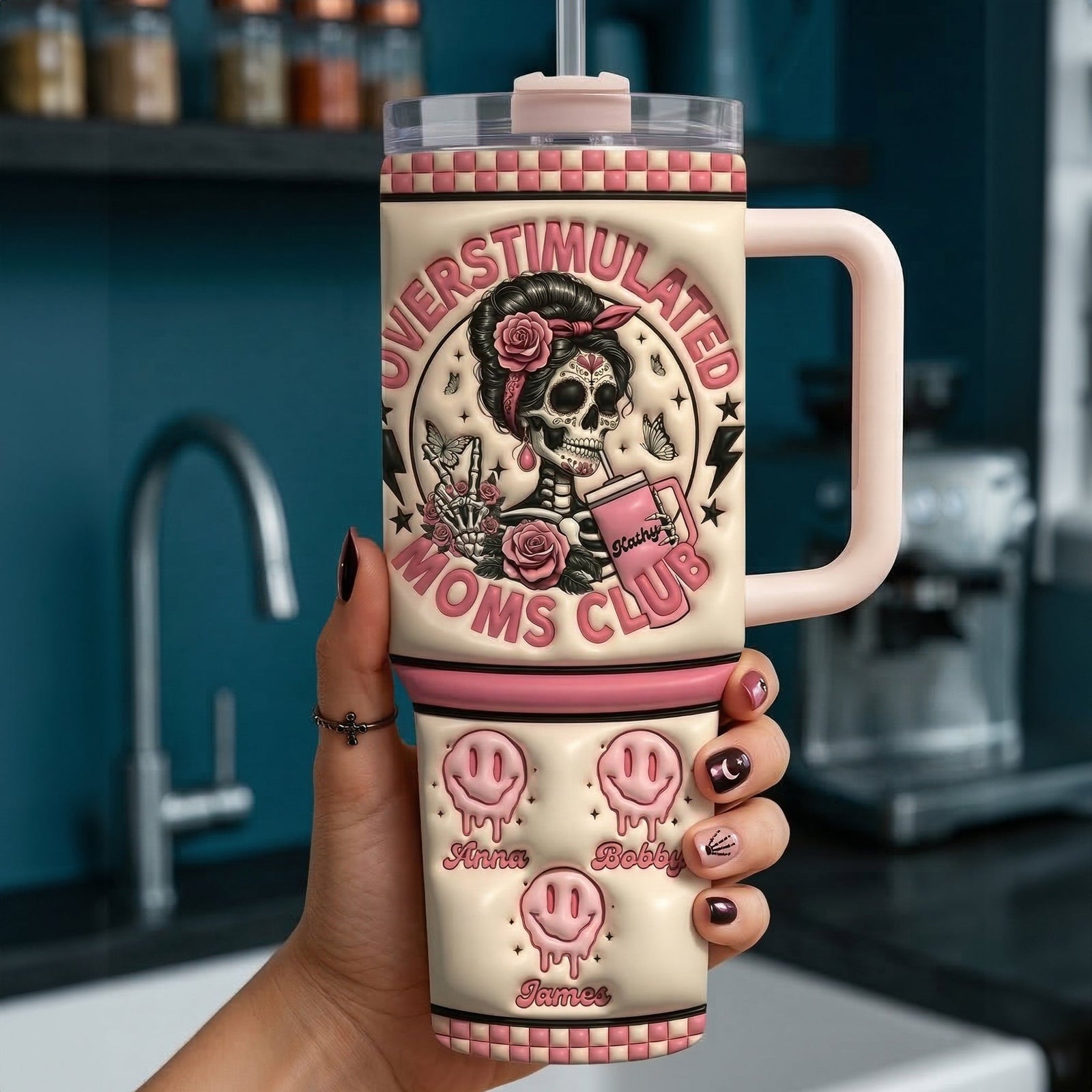 Overstimulated Moms Tumbler Handle - Personalized Gifts For Mom 03QHLU130326 - Tumbler Cup - GoDuckee