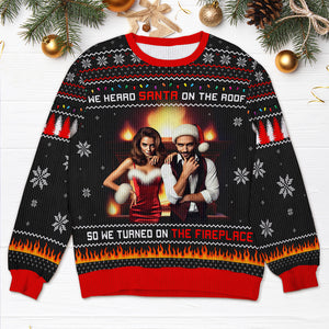 Custom Photo Gifts For Family Ugly Sweater, Turned On The Fireplace 05tgqn241024 - Ugly Christmas Sweater - GoDuckee