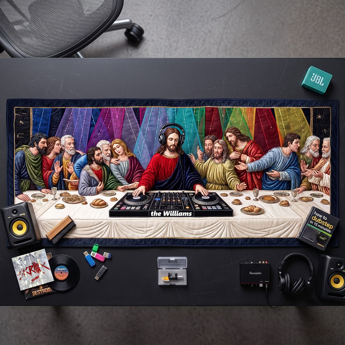 Funny Jesus Quilted Table Runner - Personalized Gifts For Family 05tota140826 - Quilted Table Runner - GoDuckee