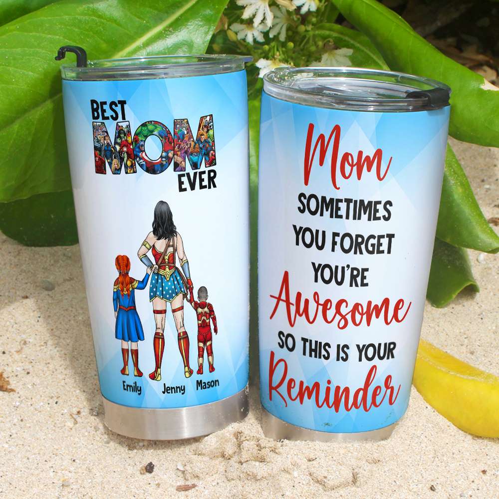 Personalized Gifts For Mom Tumbler Best Mom Ever 01QHMH280224PA - Tumbler Cups - GoDuckee
