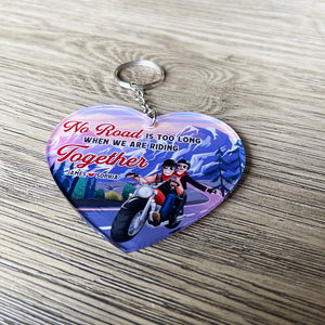 No Ride Is Too Long When We're Riding Together, Personalized Biker Couple Keychain - Keychains - GoDuckee