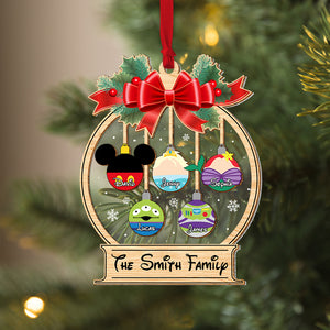 Personalized Gifts For Family 2 Mix Layered Ornament 03natn150824, Christmas Ball Cartoon Characters - Ornament - GoDuckee