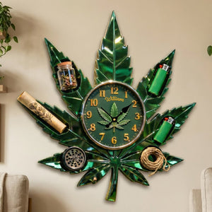Weed Leaf Hanging Wall Clock - Personalized Gifts For Stoners 02tgmg291225 - Hanging Wall Clock - GoDuckee