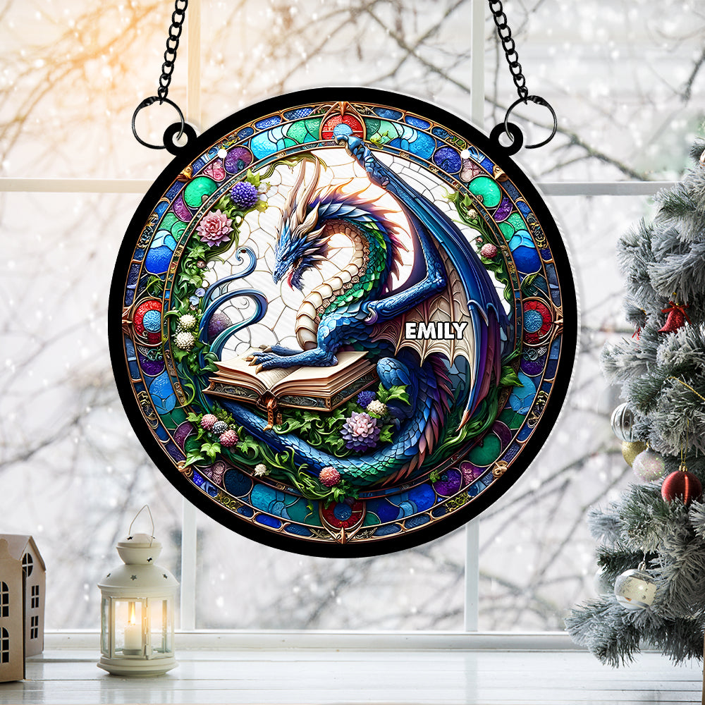 Personalized Gifts For Book Dragon Suncatcher Ornament 01NAMH150824 - Ornament - GoDuckee