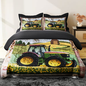 Personalized Gifts For Couple Tractor Quilt Bedding Set Special Line 01KADT150125 - Blanket - GoDuckee
